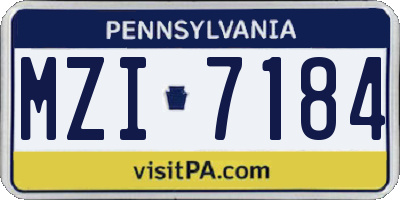 PA license plate MZI7184