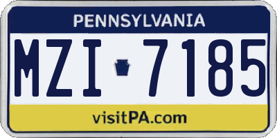 PA license plate MZI7185
