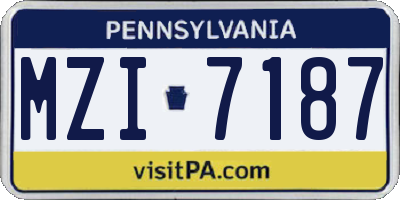 PA license plate MZI7187