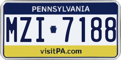 PA license plate MZI7188