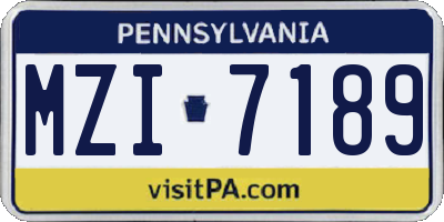 PA license plate MZI7189
