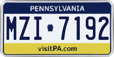 PA license plate MZI7192