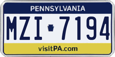 PA license plate MZI7194