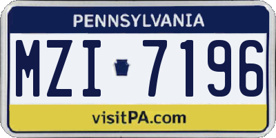 PA license plate MZI7196