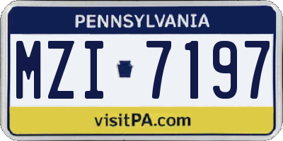 PA license plate MZI7197