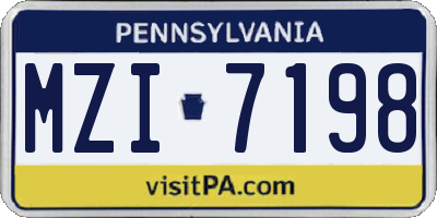 PA license plate MZI7198