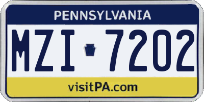 PA license plate MZI7202