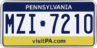 PA license plate MZI7210