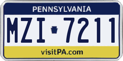 PA license plate MZI7211