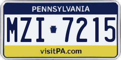 PA license plate MZI7215