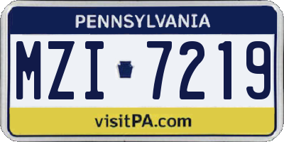 PA license plate MZI7219