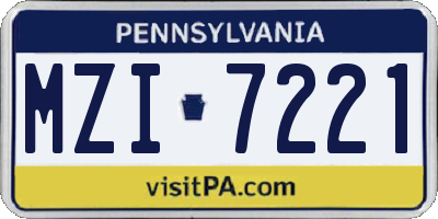 PA license plate MZI7221