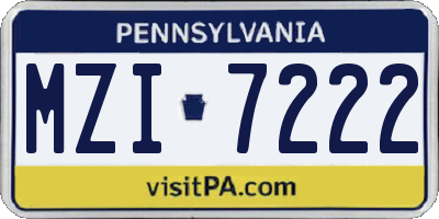 PA license plate MZI7222