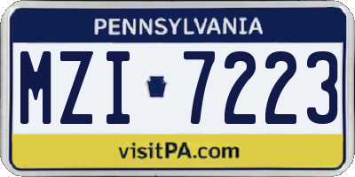 PA license plate MZI7223