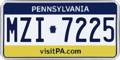PA license plate MZI7225