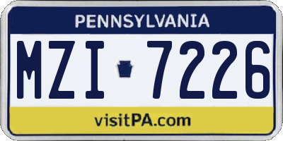 PA license plate MZI7226