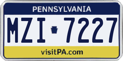 PA license plate MZI7227