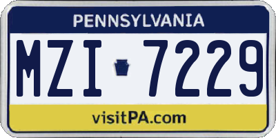 PA license plate MZI7229