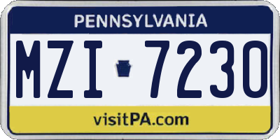 PA license plate MZI7230