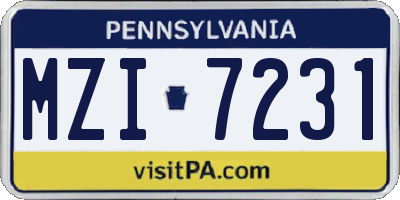 PA license plate MZI7231