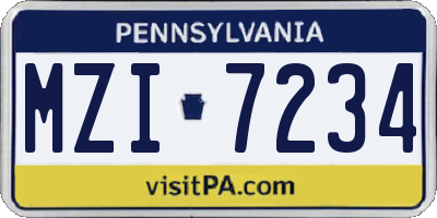 PA license plate MZI7234