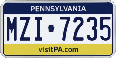 PA license plate MZI7235