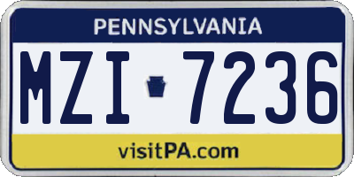 PA license plate MZI7236