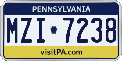 PA license plate MZI7238