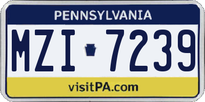 PA license plate MZI7239