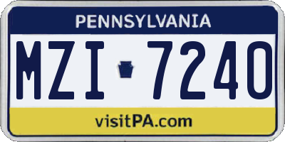 PA license plate MZI7240