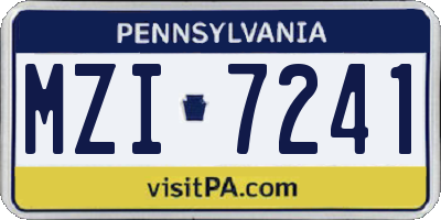 PA license plate MZI7241