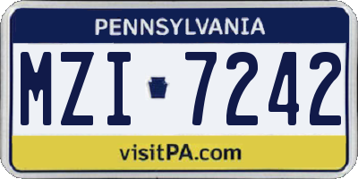 PA license plate MZI7242