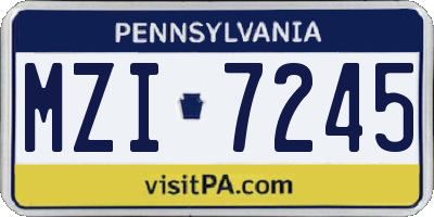 PA license plate MZI7245