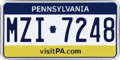 PA license plate MZI7248