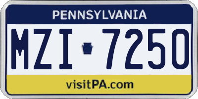 PA license plate MZI7250
