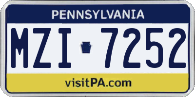 PA license plate MZI7252