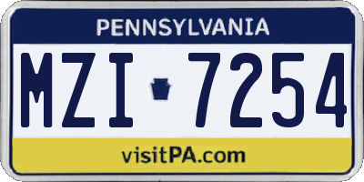 PA license plate MZI7254