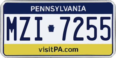 PA license plate MZI7255