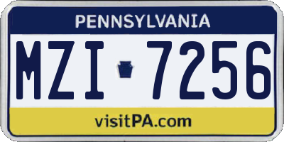 PA license plate MZI7256