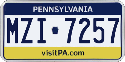 PA license plate MZI7257