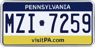PA license plate MZI7259