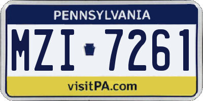 PA license plate MZI7261