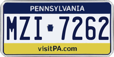 PA license plate MZI7262