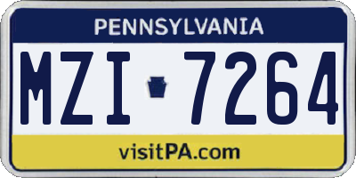PA license plate MZI7264
