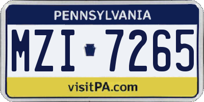 PA license plate MZI7265