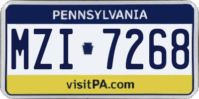 PA license plate MZI7268