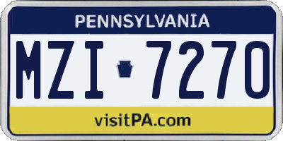 PA license plate MZI7270