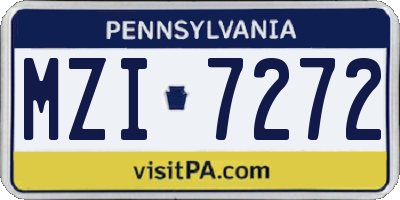 PA license plate MZI7272