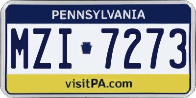 PA license plate MZI7273