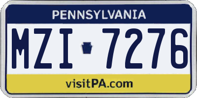 PA license plate MZI7276